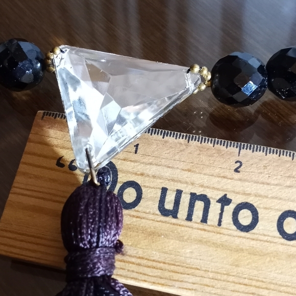 NWT c1960s RARE EARLY DAUPLAISE Vauxhall Glass Triangle Faceted Stone Tassel - Picture 12 of 16